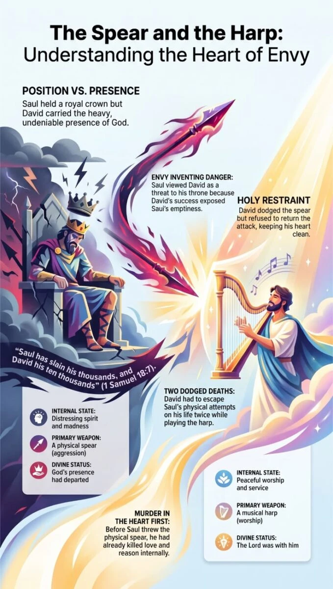Saul Throws Spear at David